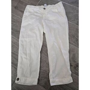 Girls Zara White Linen Blend Pants Size 7/8‎
